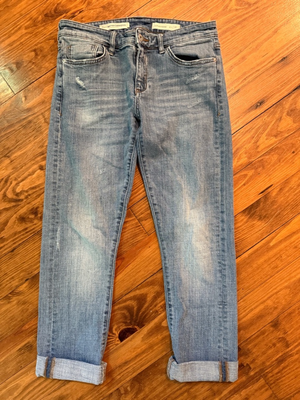 Pilcro Anthropologie Women’s Jeans Cuffed Medium Wash Slim Boyfriend Size 28